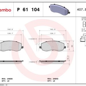 Set placute frana BREMBO P 61 104