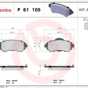 Set placute frana BREMBO P 61 105