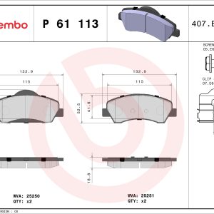 Set placute frana BREMBO P 61 113