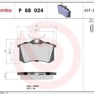 Set placute frana BREMBO P 68 024
