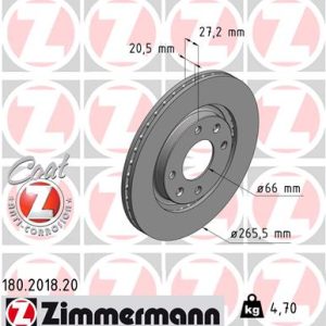 Disc frana ZIMMERMANN 180.2018.20 – CITROEN | AutoRival