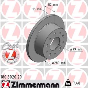 Disc frana ZIMMERMANN 180.3020.20 – CITROEN | AutoRival