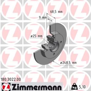 Disc frana ZIMMERMANN 180.3022.00 – CITROEN | AutoRival