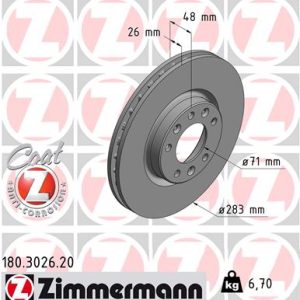 Disc frana ZIMMERMANN 180.3026.20 – CITROEN | AutoRival