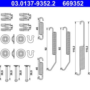 Set accesorii sabot de frana ATE 03.0137-9352.2 – CITROEN | AutoRival