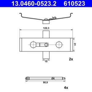 Set accesorii placute frana ATE 13.0460-0523.2 – CITROEN | AutoRival