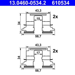 Set accesorii placute frana ATE 13.0460-0534.2 – CITROEN | AutoRival