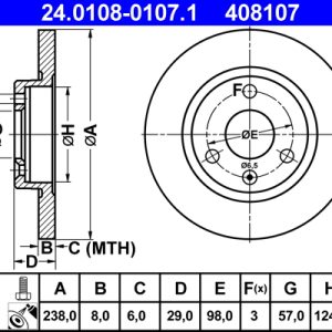 Disc frana ATE 24.0108-0107.1 – CITROEN | AutoRival
