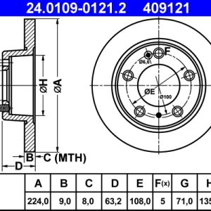 Disc frana ATE 24.0109-0121.2 – CITROEN | AutoRival