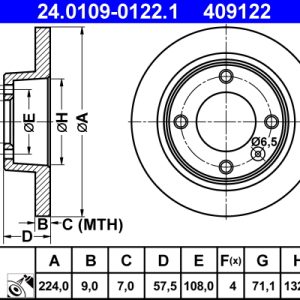 Disc frana ATE 24.0109-0122.1 – CITROEN | AutoRival