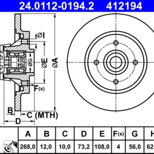 Disc frana ATE 24.0112-0194.2 – CITROEN | AutoRival