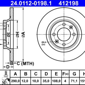 Disc frana ATE 24.0112-0198.1 – CITROEN | AutoRival
