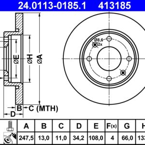Disc frana ATE 24.0113-0185.1 – CITROEN | AutoRival