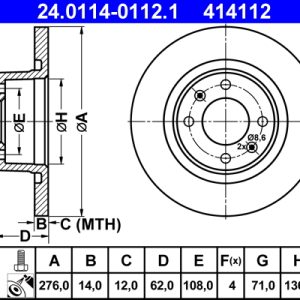 Disc frana ATE 24.0114-0112.1 – CITROEN | AutoRival