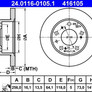 Disc frana ATE 24.0116-0105.1 – CITROEN | AutoRival