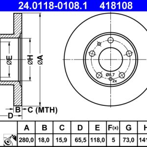 Disc frana ATE 24.0118-0108.1 – CITROEN | AutoRival