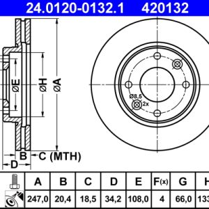 Disc frana ATE 24.0120-0132.1 – CITROEN | AutoRival