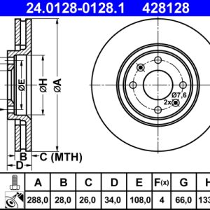Disc frana ATE 24.0128-0128.1 – CITROEN | AutoRival