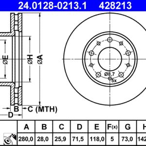 Disc frana ATE 24.0128-0213.1 – CITROEN | AutoRival