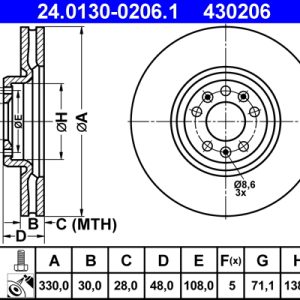 Disc frana ATE 24.0130-0206.1 – CITROEN | AutoRival