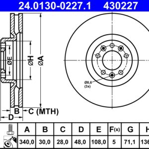 Disc frana ATE 24.0130-0227.1 – CITROEN | AutoRival