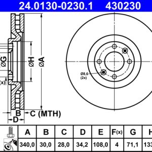 Disc frana ATE 24.0130-0230.1 – CITROEN | AutoRival