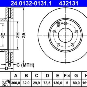 Disc frana ATE 24.0132-0131.1 – CITROEN | AutoRival