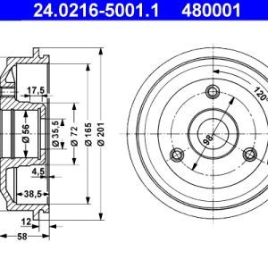 Tambur frana ATE 24.0216-5001.1 – CITROEN | AutoRival