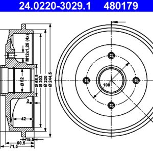 Tambur frana ATE 24.0220-3029.1 – CITROEN | AutoRival