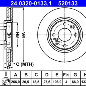 Disc frana ATE 24.0320-0133.1 – CITROEN | AutoRival