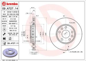 Disc frana DACIA DUSTER (HM_) 1.0 TCe 90 benzina 91 cai BREMBO 09.A727.11