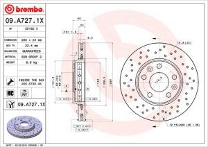 Disc frana DACIA DUSTER (HM_) 1.0 TCe 90 benzina 91 cai BREMBO 09.A727.1X
