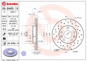 Disc frana DACIA DUSTER (HM_) 1.0 TCe 90 benzina 91 cai BREMBO 09.B463.1X