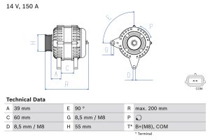 Alternator DACIA DUSTER (HM_) 1.5 dCi 110 (HMAB) diesel 109 cai BOSCH 0 986 080 410
