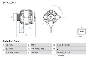 Alternator DACIA DUSTER (HS_) 1.6 16V 4x4 benzina 105 cai BOSCH 0 986 083 200