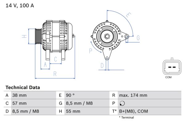 Alternator DACIA DUSTER (HS_) 1.6 16V Hi-Flex Benzina/Etanol 105 cai BOSCH 0 986 083 200