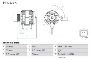 Alternator DACIA DUSTER (HS_) 1.5 dCi diesel 86 cai BOSCH 0 986 083 440