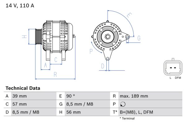 Alternator DACIA DUSTER (HS_) 1.5 dCi diesel 86 cai BOSCH 0 986 083 440