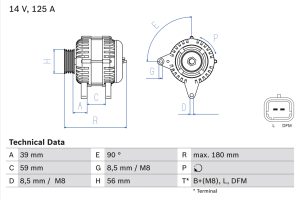 Alternator DACIA DUSTER (HM_) 1.5 dCi 90 (HMAA) diesel 90 cai BOSCH 0 986 084 060
