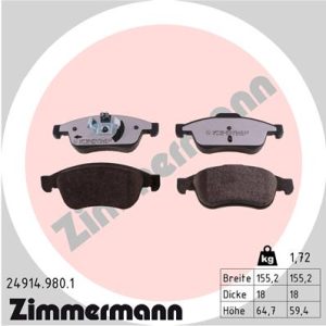 Placute frana DACIA DUSTER (HM_) 1.2 TCe 125 (HMMA) benzina 125 cai ZIMMERMANN 24914.980.1