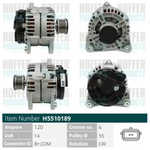 Alternator DACIA DUSTER (HM_) 1.5 dCi 110 (HMAB) diesel 109 cai HOFFER H5510189