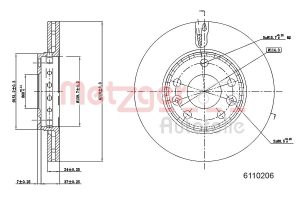 Disc frana DACIA DUSTER (HM_) 1.2 TCe 125 (HMMA) benzina 125 cai METZGER 6110206
