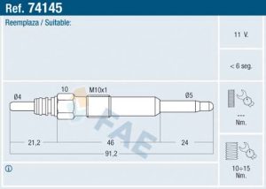 Bujie incandescenta DACIA DUSTER (HS_) 1.5 dCi diesel 86 cai FAE 74145