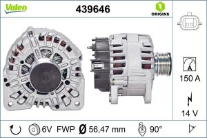 Alternator DACIA DUSTER (HM_) 1.5 dCi 90 (HMAA) diesel 90 cai VALEO 439646