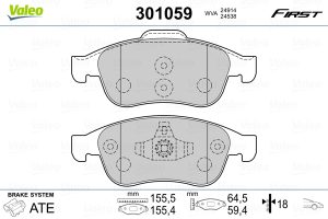 Placute frana DACIA DUSTER (HM_) 1.0 TCe 90 benzina 91 cai VALEO 301059