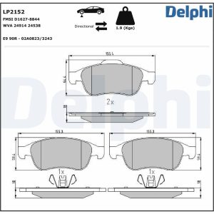 Placute frana DACIA DUSTER (HM_) 1.0 TCe 90 benzina 91 cai DELPHI LP2152