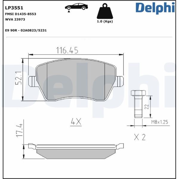 Placute frana DACIA DUSTER (HM_) 1.0 TCe 90 benzina 91 cai DELPHI LP3551