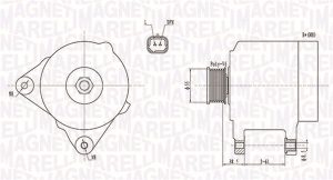 Alternator DACIA DUSTER (HS_) 1.6 16V benzina 105 cai MAGNETI MARELLI 063732043010