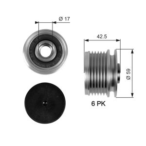 Fulie alternator DACIA DUSTER (HS_) 1.6 16V LPG Benzina/Autogaz (GPL) 105 cai GATES OAP7106