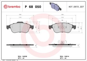 Placute frana DACIA DUSTER (HM_) 1.0 TCe 90 benzina 91 cai BREMBO P 68 050